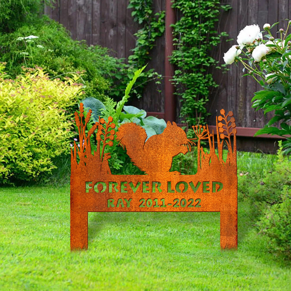 Squirrel Memorial Stake Corten Sign Personalized, Pet Grave Markers Sign, Squirrel Gift, Sign With Stake, Pet Loss Gift, Remembrance Stake