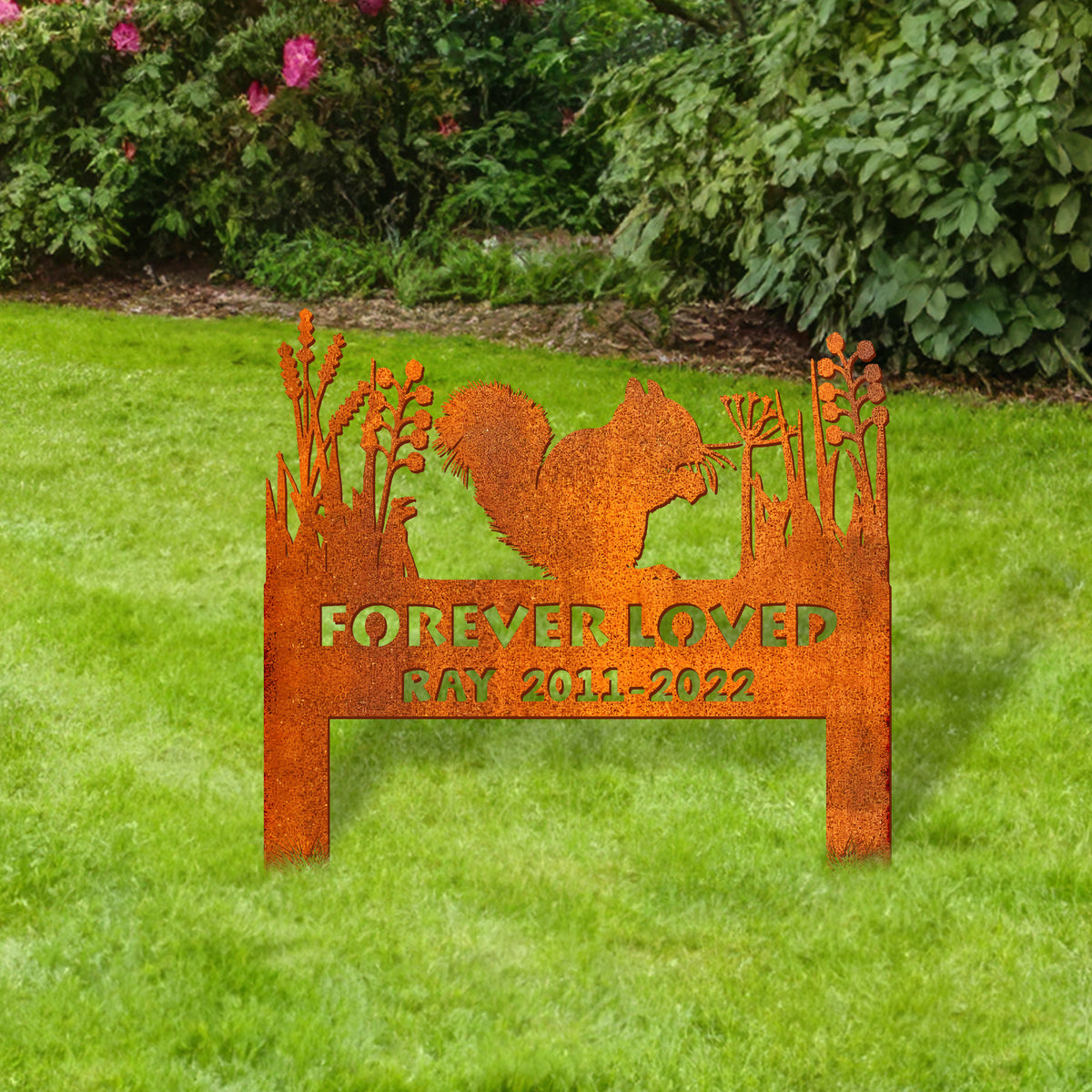 Squirrel Memorial Stake Corten Sign Personalized, Pet Grave Markers Sign, Squirrel Gift, Sign With Stake, Pet Loss Gift, Remembrance Stake
