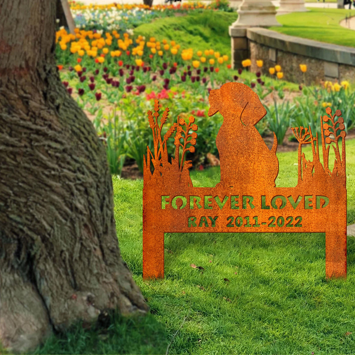 Beagle Memorial Stake Corten Sign Personalized, Pet Grave Markers Sign, Custom Sign With Stake, Pet Loss Gift, Sympathy Sign, Remembrance Stake