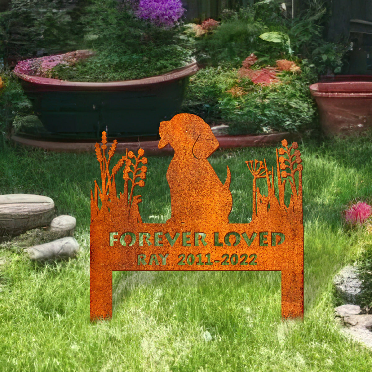 Beagle Memorial Stake Corten Sign Personalized, Pet Grave Markers Sign, Custom Sign With Stake, Pet Loss Gift, Sympathy Sign, Remembrance Stake