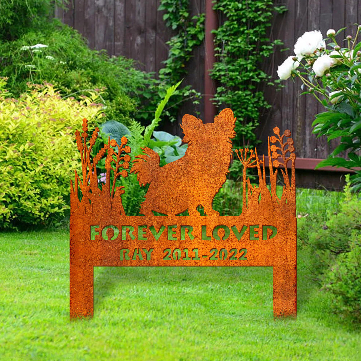 Pappilion Memorial Stake Corten Sign Personalized, Pet Grave Markers Sign, Pappilion Sign With Stake, Pet Loss Gift, Sympathy Sign, Remembrance Stake