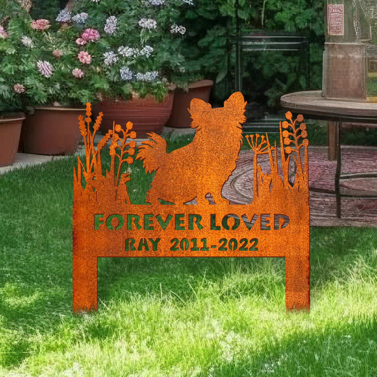 Pappilion Memorial Stake Corten Sign Personalized, Pet Grave Markers Sign, Pappilion Sign With Stake, Pet Loss Gift, Sympathy Sign, Remembrance Stake