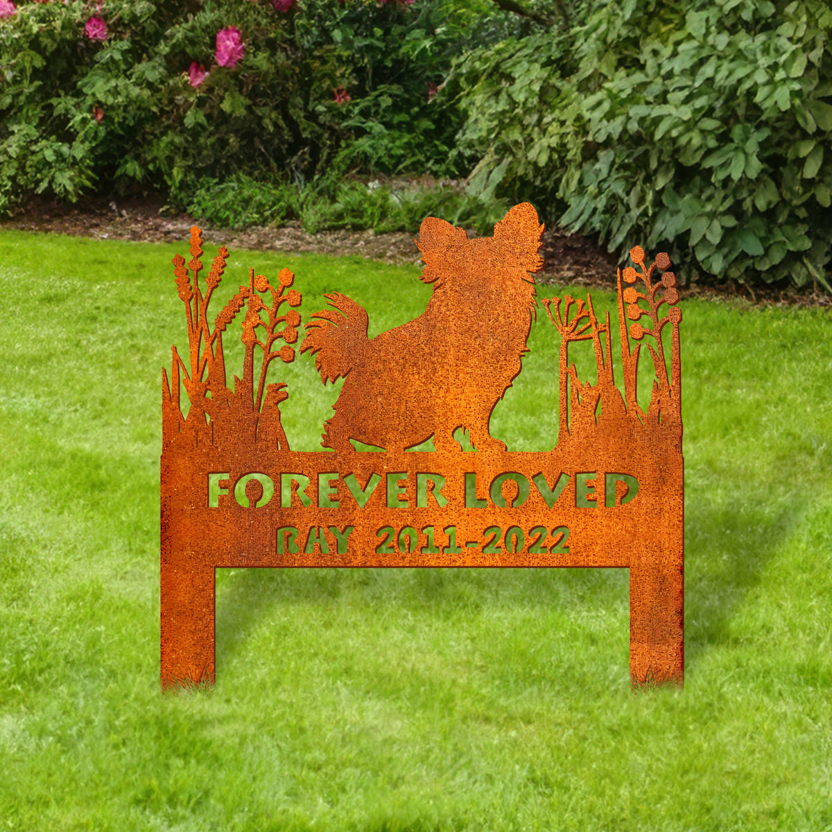 Pappilion Memorial Stake Corten Sign Personalized, Pet Grave Markers Sign, Pappilion Sign With Stake, Pet Loss Gift, Sympathy Sign, Remembrance Stake