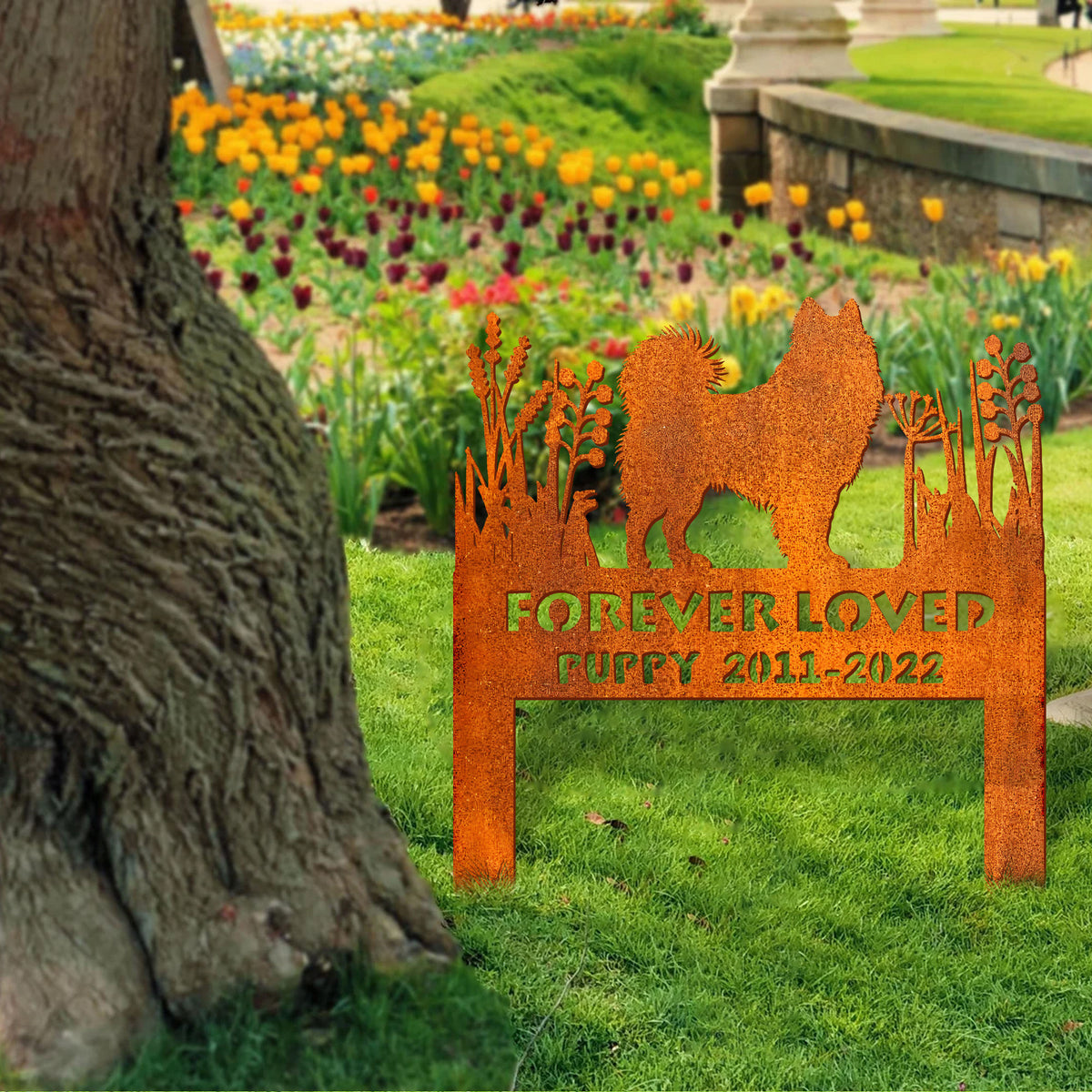 Samoyed Dog Memorial Stake Corten Sign Personalized, Pet Grave Markers Sign, Samoyed Sign With Stake, Pet Loss Gift, Sympathy Sign, Remembrance Stake