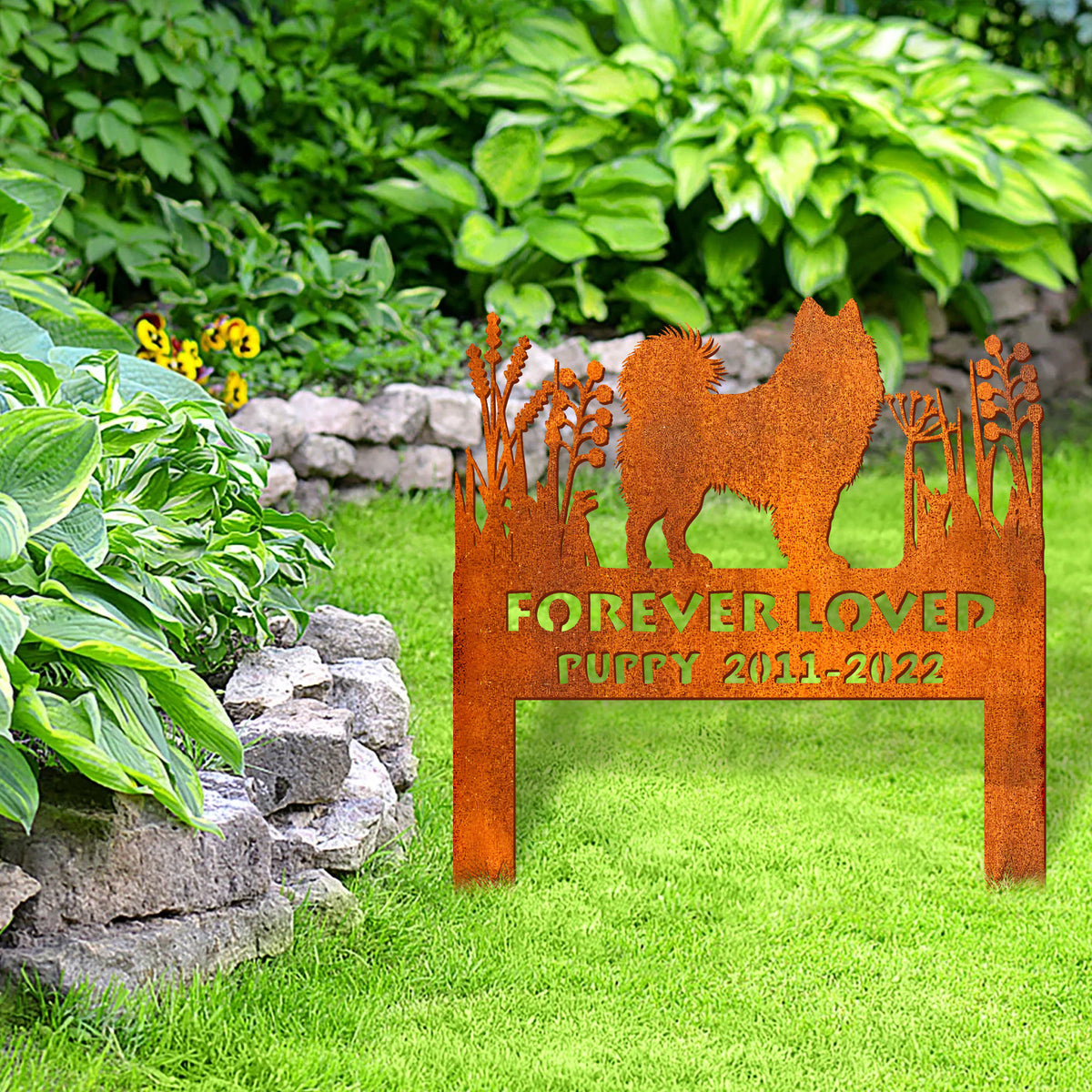 Samoyed Dog Memorial Stake Corten Sign Personalized, Pet Grave Markers Sign, Samoyed Sign With Stake, Pet Loss Gift, Sympathy Sign, Remembrance Stake
