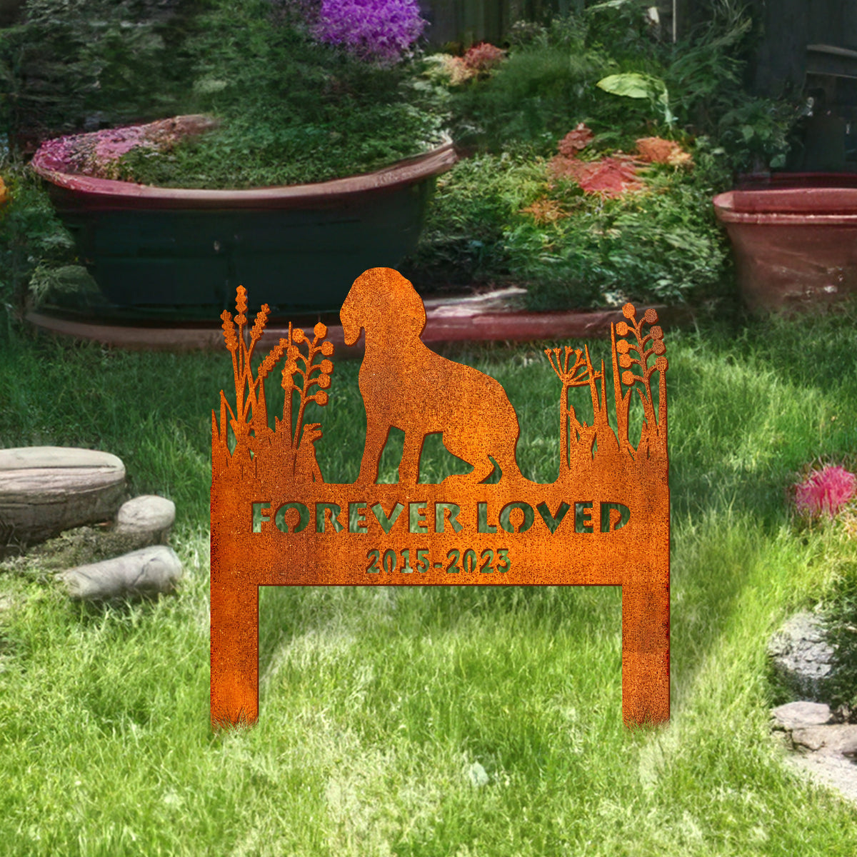 Coonhound Memorial Stake Corten Sign Personalized, Pet Grave Markers Sign, Sign With Stake, Pet Loss Gift, Sympathy Sign, Remembrance Stake