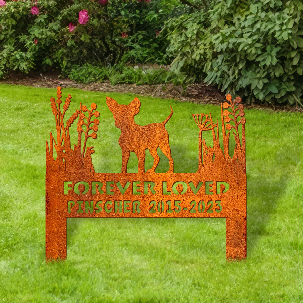 Miniature Pinscher Memorial Stake Corten Sign Personalized, Pet Grave Markers Sign, Sign With Stake, Pet Loss Gift, Sympathy Sign, Remembrance Stake
