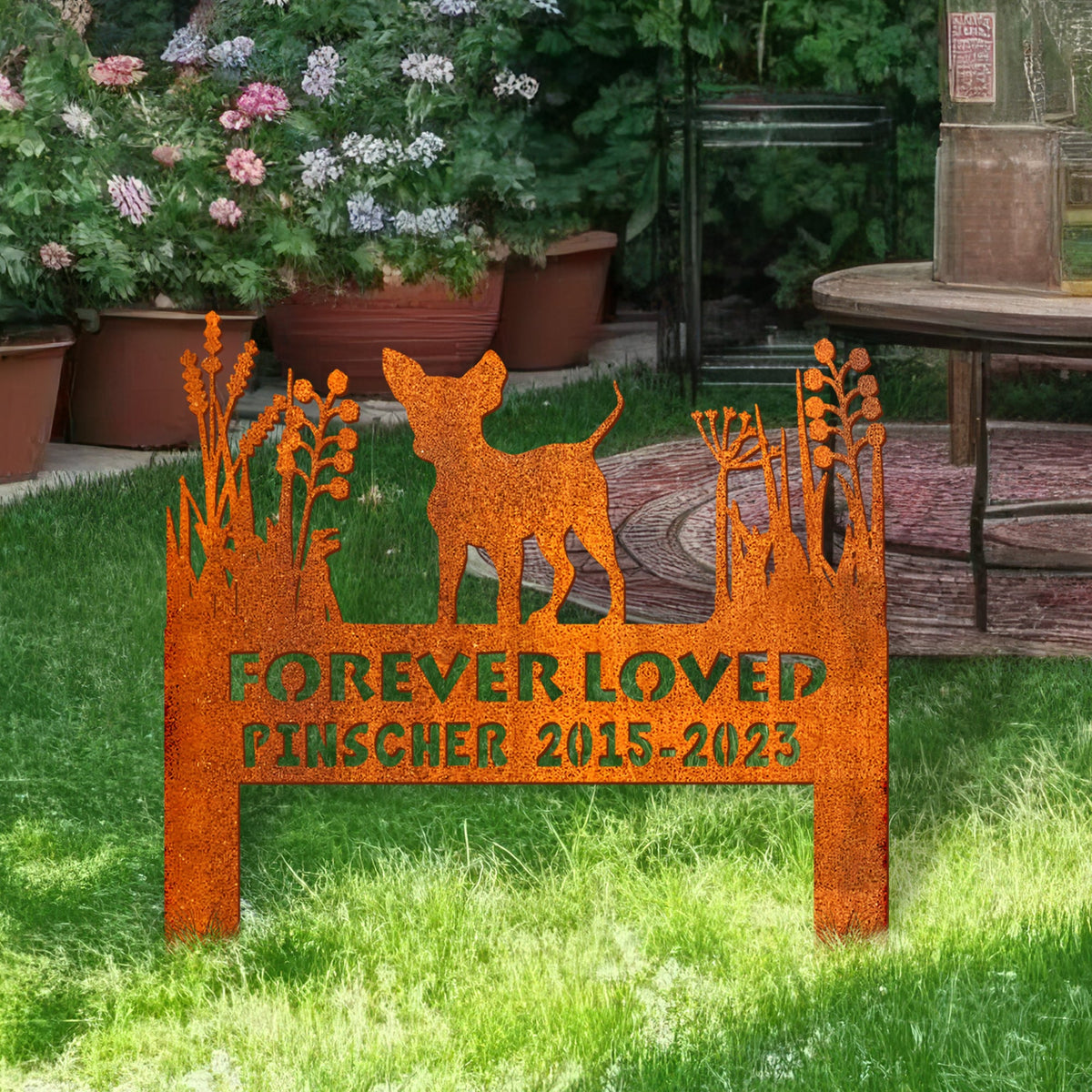 Miniature Pinscher Memorial Stake Corten Sign Personalized, Pet Grave Markers Sign, Sign With Stake, Pet Loss Gift, Sympathy Sign, Remembrance Stake