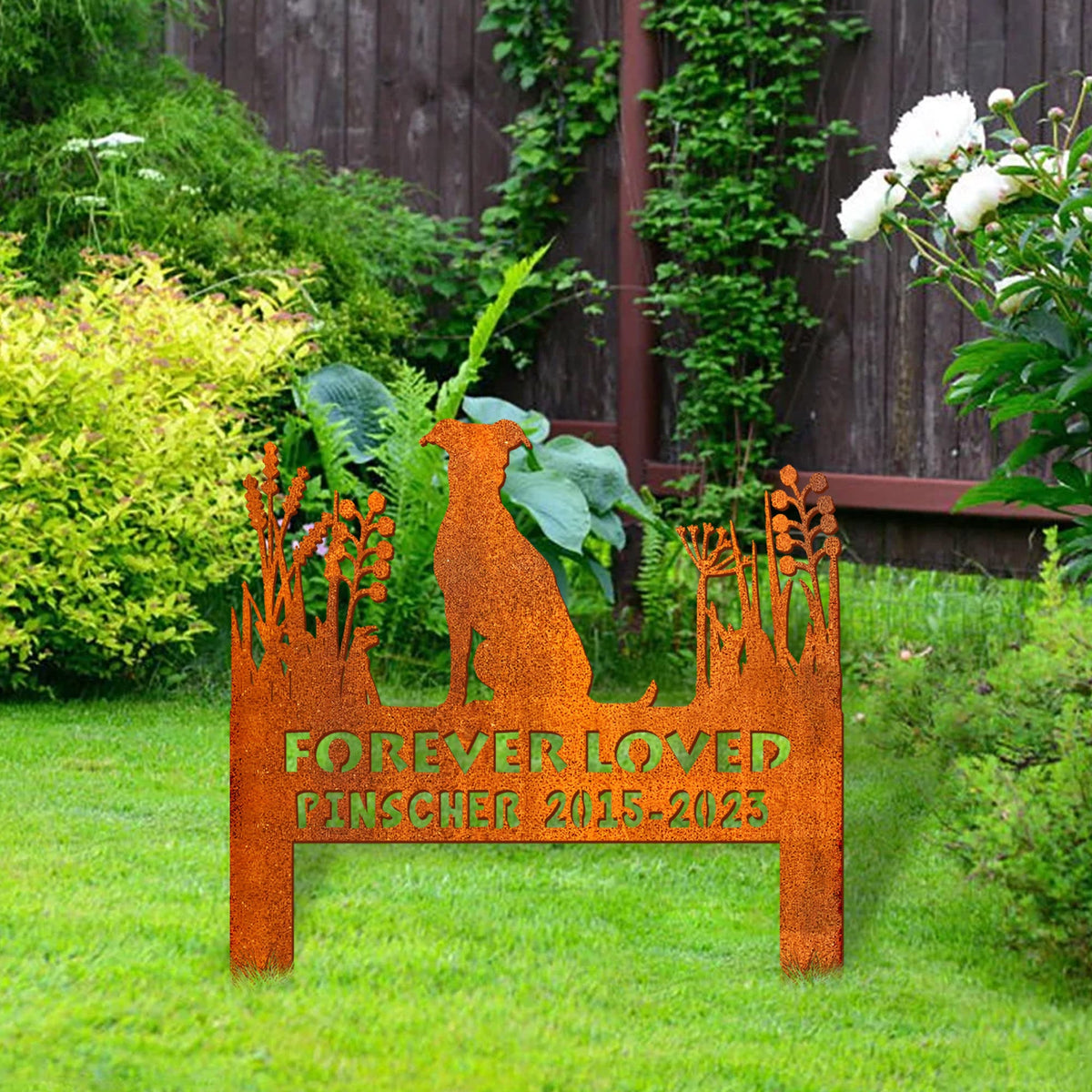 Miniature Pinscher Memorial Stake Corten Sign Personalized, Pet Grave Markers Sign, Sign With Stake, Pet Loss Gift, Sympathy Sign, Remembrance Stake