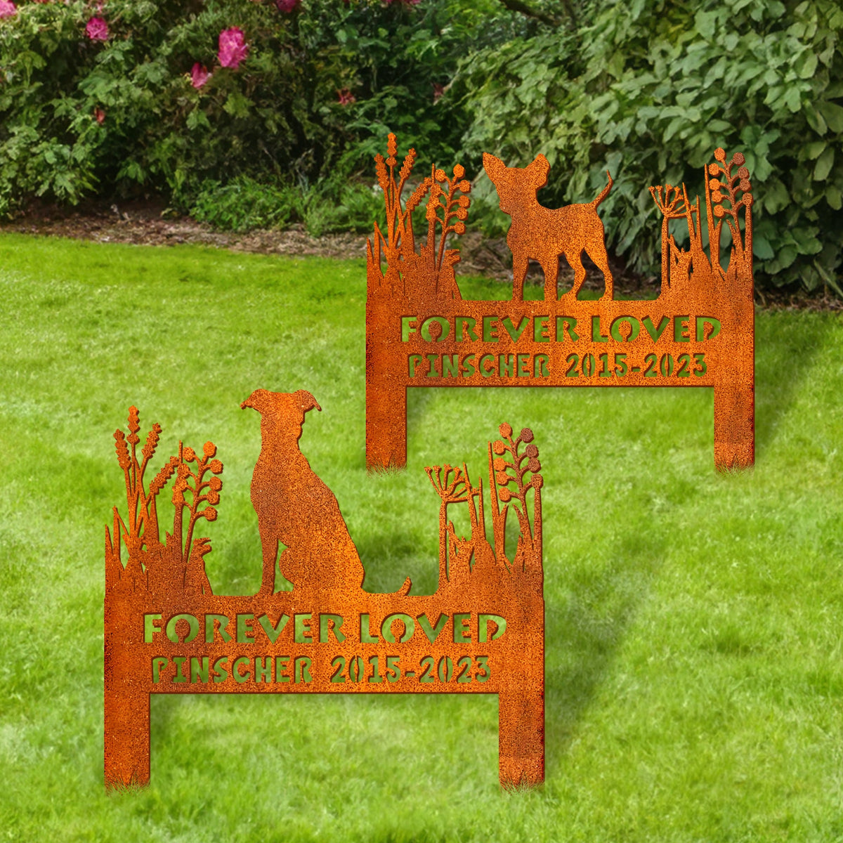 Miniature Pinscher Memorial Stake Corten Sign Personalized, Pet Grave Markers Sign, Sign With Stake, Pet Loss Gift, Sympathy Sign, Remembrance Stake