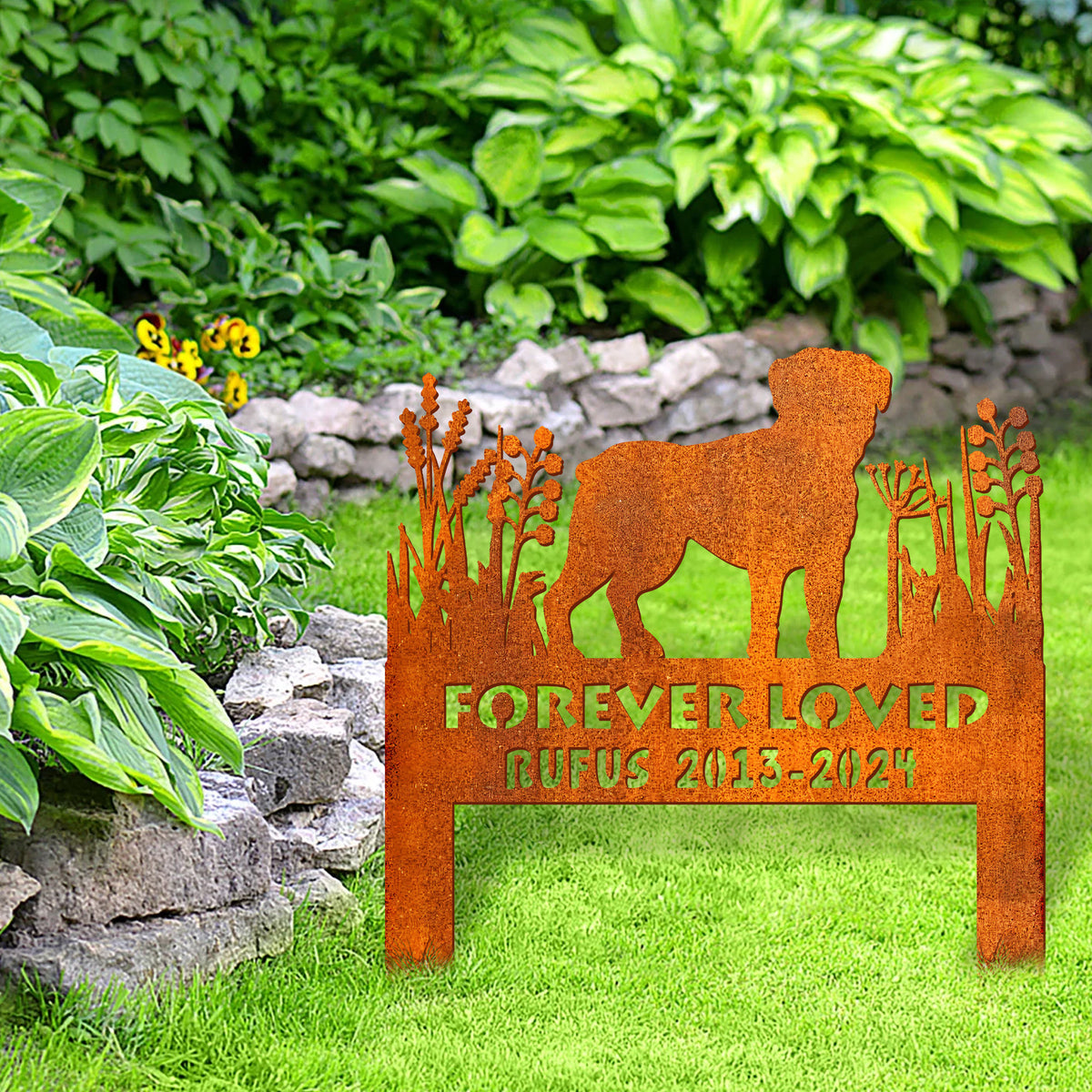 Boxer Dog Memorial Stake Corten Sign Personalized, Pet Grave Markers Sign, Sign With Stake, Pet Loss Gift, Sympathy Sign, Remembrance Stake