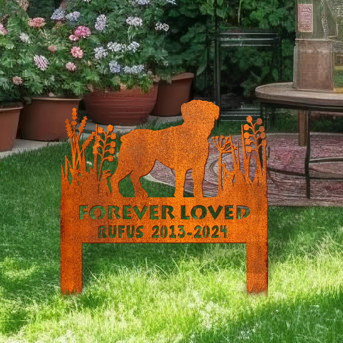 Boxer Dog Memorial Stake Corten Sign Personalized, Pet Grave Markers Sign, Sign With Stake, Pet Loss Gift, Sympathy Sign, Remembrance Stake