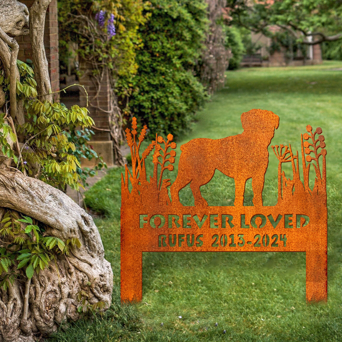 Boxer Dog Memorial Stake Corten Sign Personalized, Pet Grave Markers Sign, Sign With Stake, Pet Loss Gift, Sympathy Sign, Remembrance Stake