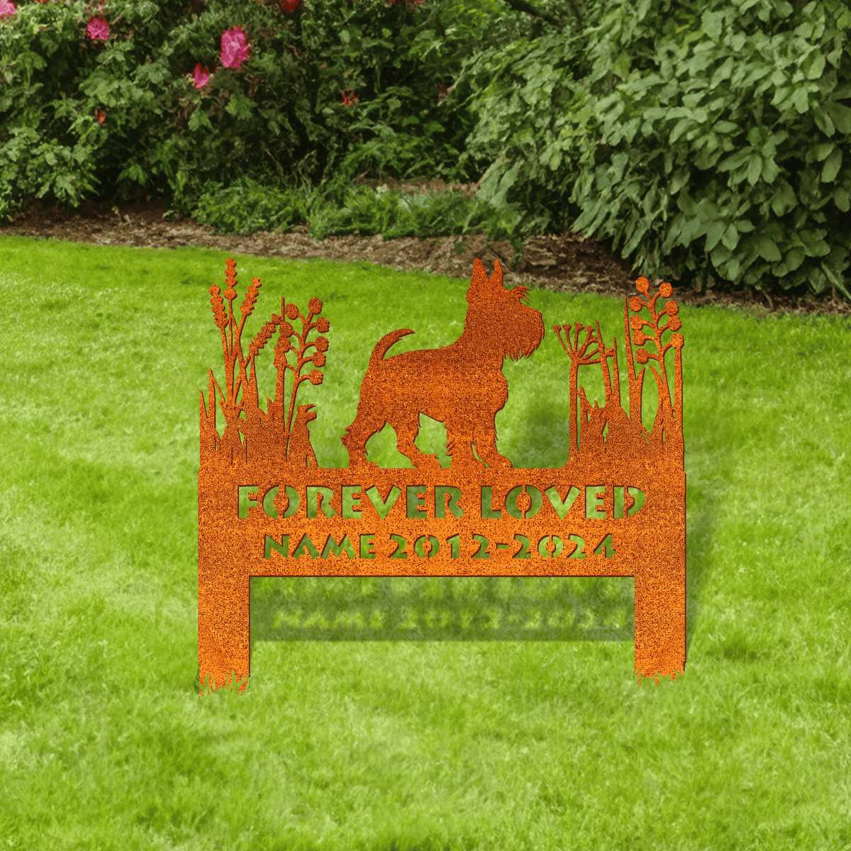 Scottish Terrier Memorial Stake Corten Sign Personalized, Pet Grave Markers Sign, Sign With Stake, Pet Loss Gift, Sympathy Sign, Remembrance Stake