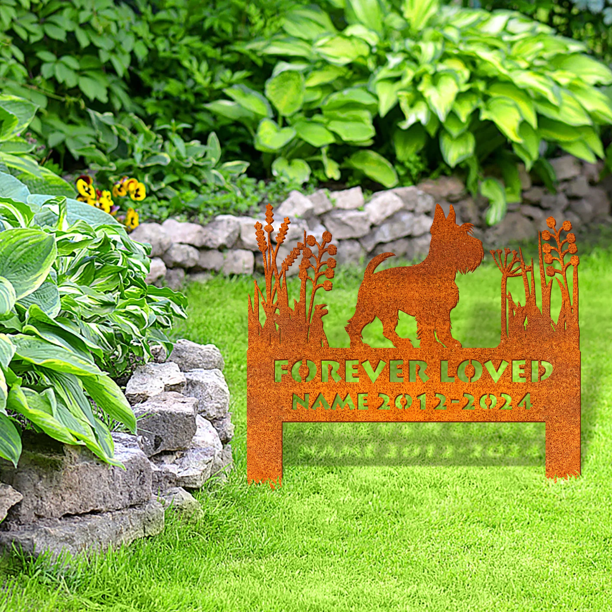 Scottish Terrier Memorial Stake Corten Sign Personalized, Pet Grave Markers Sign, Sign With Stake, Pet Loss Gift, Sympathy Sign, Remembrance Stake