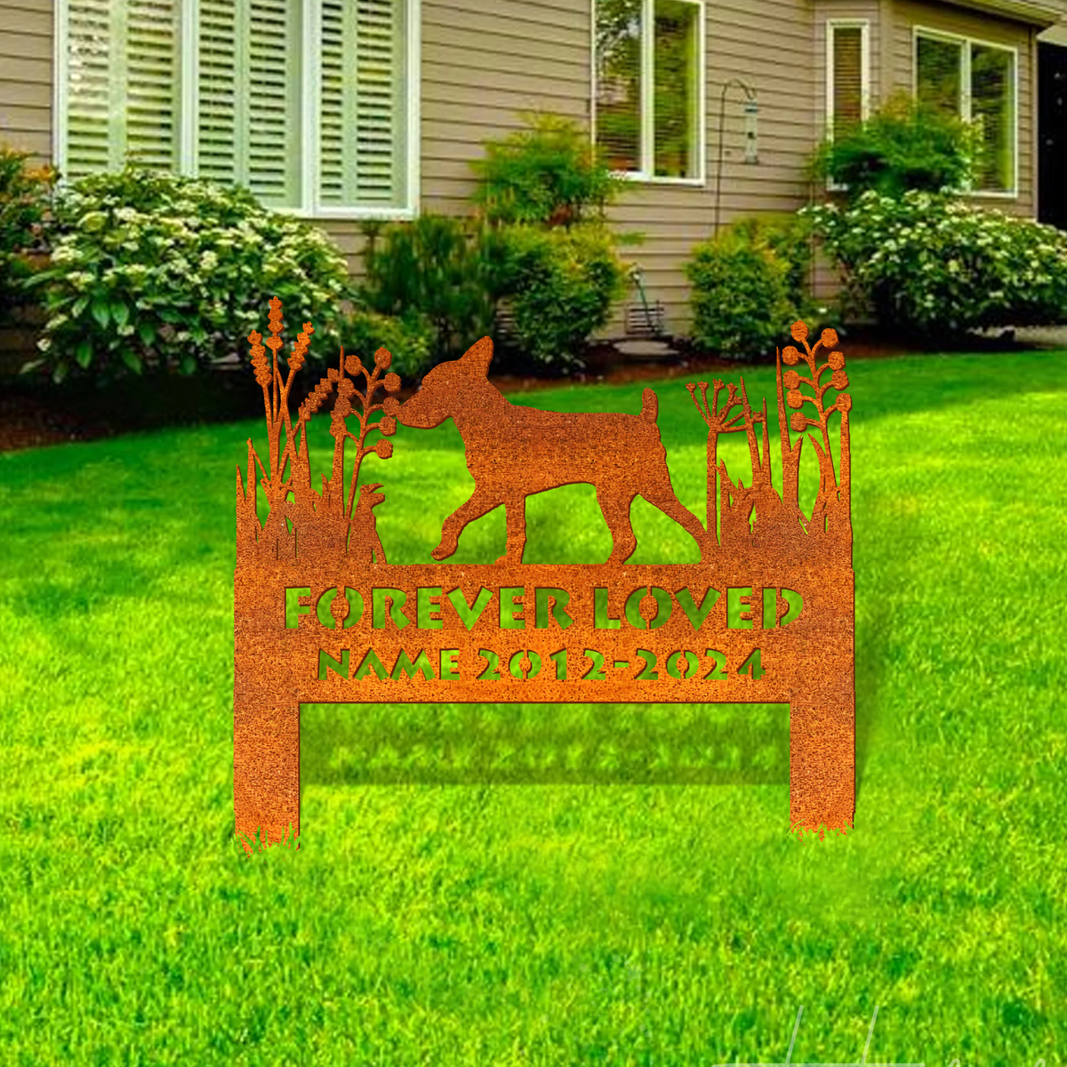 Toy Fox Terrier Memorial Stake Corten Sign Personalized, Pet Grave Markers Sign, Sign With Stake, Pet Loss Gift, Sympathy Sign, Remembrance Stake