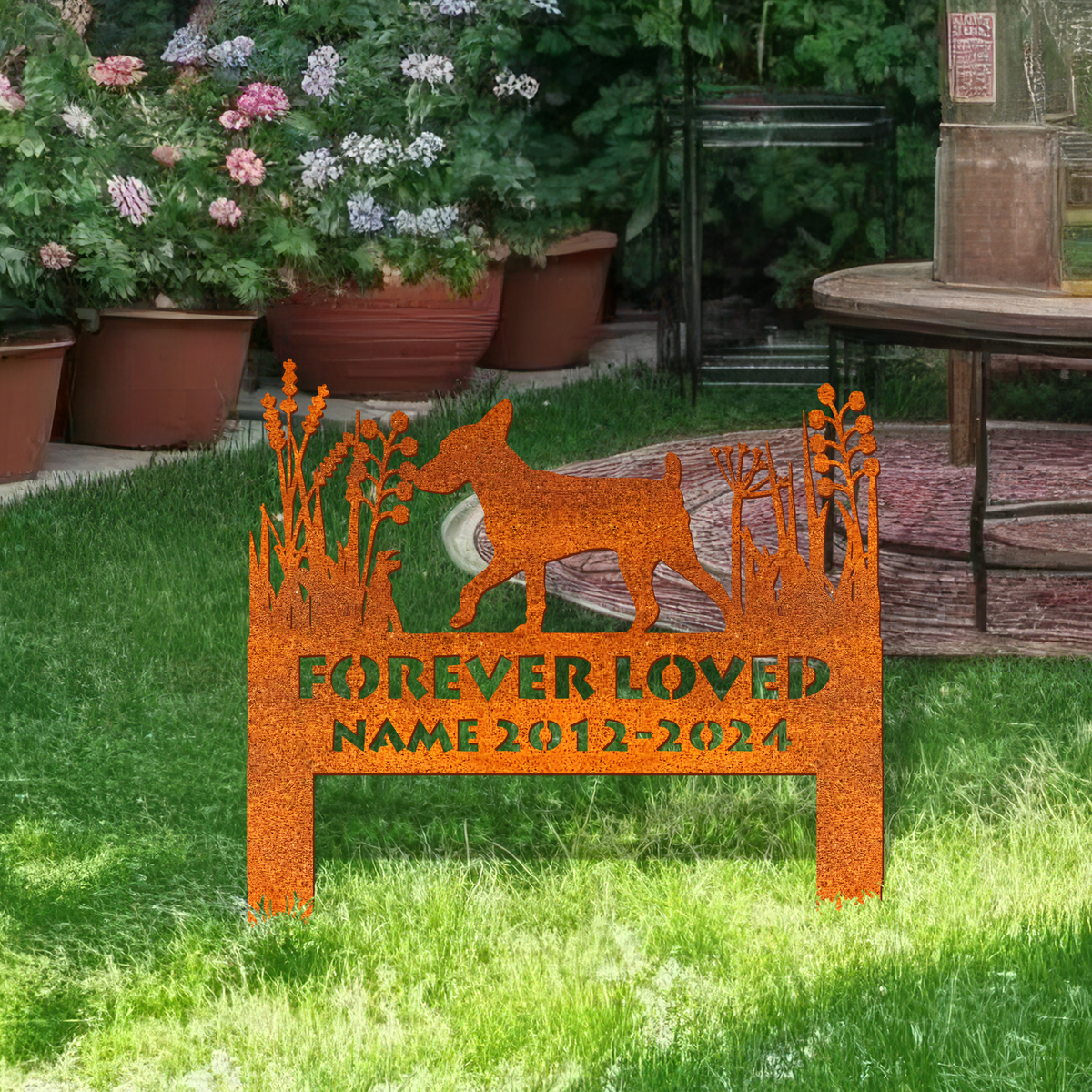Toy Fox Terrier Memorial Stake Corten Sign Personalized, Pet Grave Markers Sign, Sign With Stake, Pet Loss Gift, Sympathy Sign, Remembrance Stake