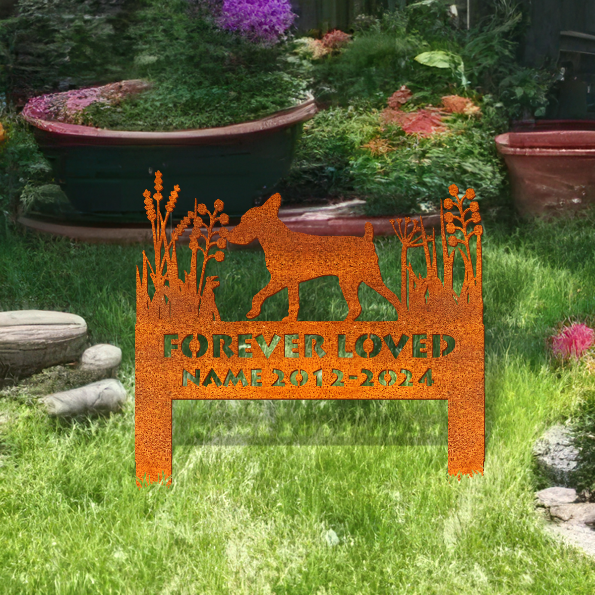 Toy Fox Terrier Memorial Stake Corten Sign Personalized, Pet Grave Markers Sign, Sign With Stake, Pet Loss Gift, Sympathy Sign, Remembrance Stake