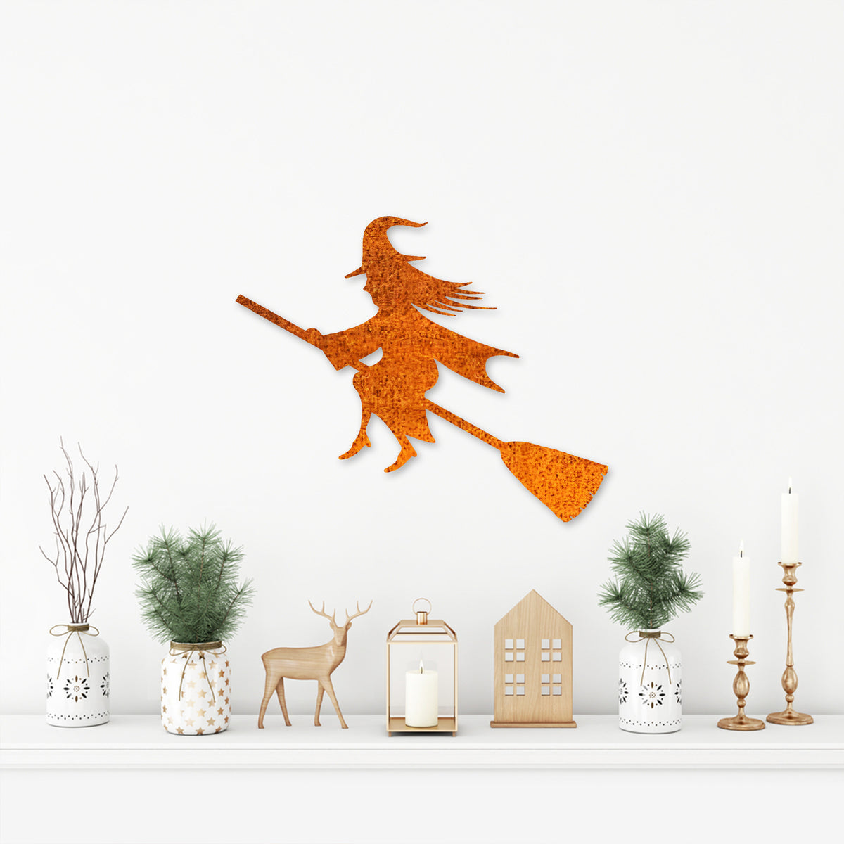 Witch On A Broom Metal Sign, Witch Flying On A Broomstick Wall Art, Halloween Gift, Halloween Door Decor, Witch Halloween Decor, Door Hanger
