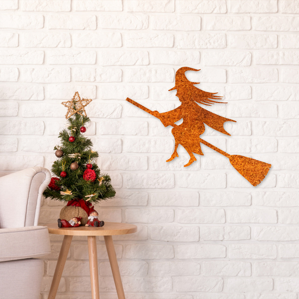 Witch On A Broom Metal Sign, Witch Flying On A Broomstick Wall Art, Halloween Gift, Halloween Door Decor, Witch Halloween Decor, Door Hanger