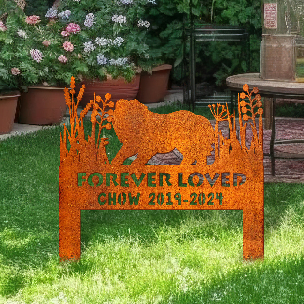Chow Chow Memorial Stake Corten Sign Personalized, Pet Grave Markers Sign, Chow Chow Sign With Stake, Pet Loss Gift, Sympathy Sign, Remembrance Stake