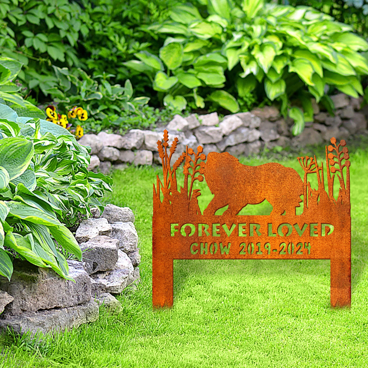 Chow Chow Memorial Stake Corten Sign Personalized, Pet Grave Markers Sign, Chow Chow Sign With Stake, Pet Loss Gift, Sympathy Sign, Remembrance Stake