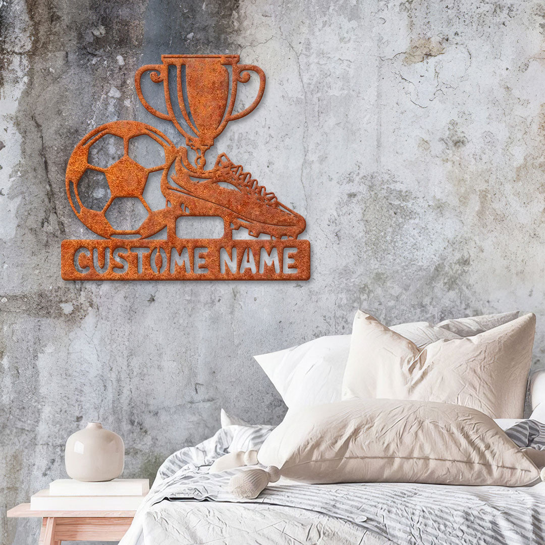 Custom Football Player Metal Sign, Personalized Football Player Name Sign, Football Lovers Gift, Soccer Metal Wall Art Kid Boy Nursery Decor