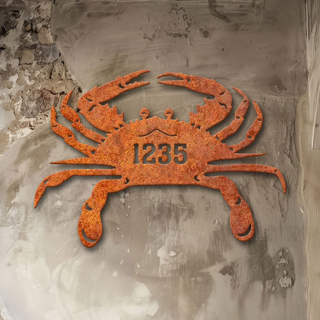 Custom Crab Metal Sign Personalized Beach House Decor Crab Wall Hangings Metal Adress Sign Birthday Gift Beach House Sign