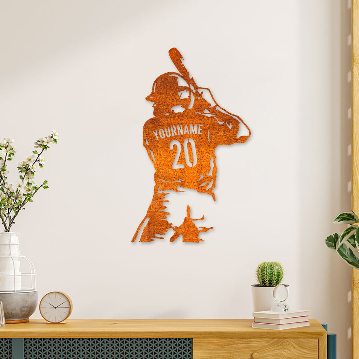 Custom Boy Baseball Metal Wall Art Baseball Sign Personalized Baseball Player Name Sign Home Decor Kid Nursery Decor Birthday Gift For Boy