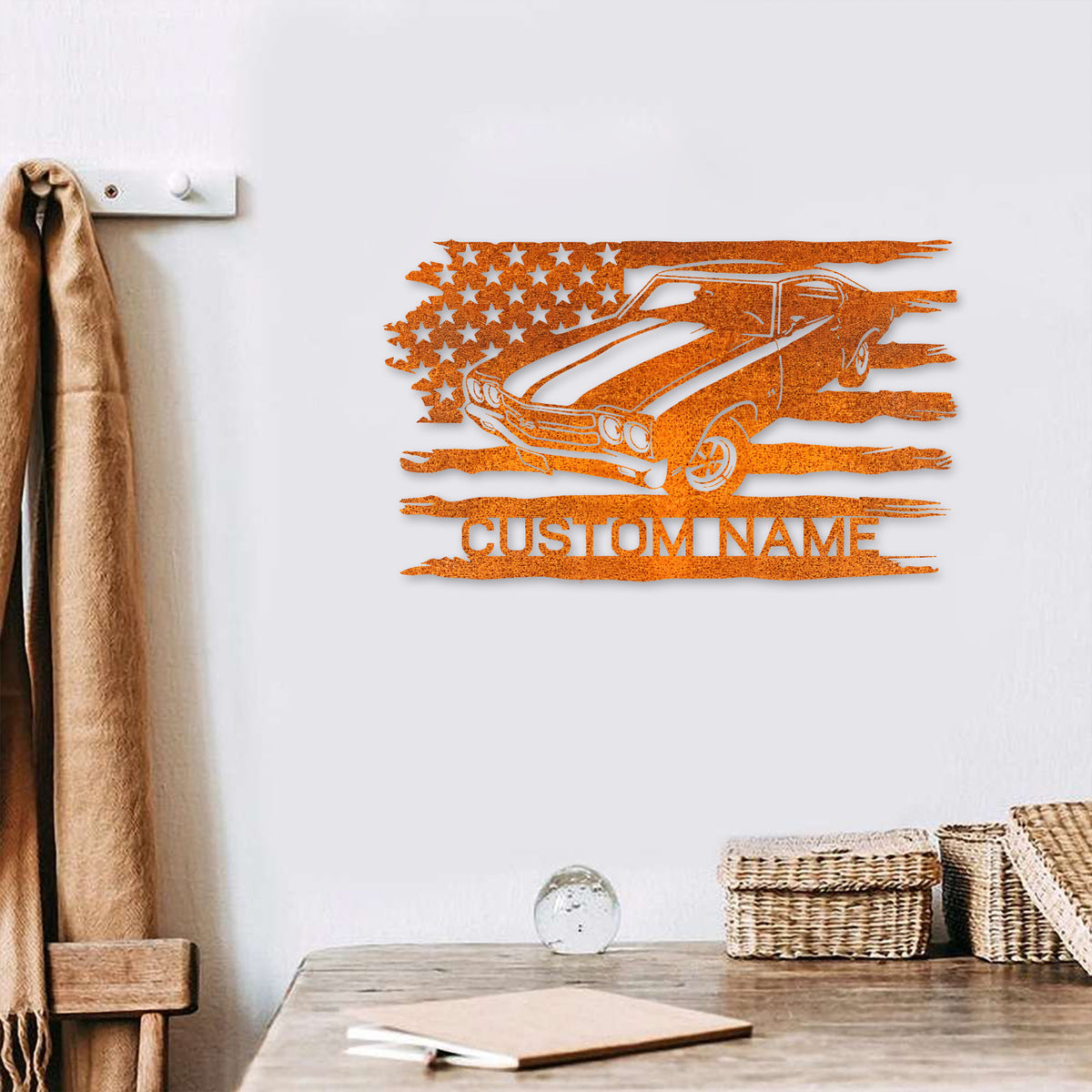 Custom Us Garage Metal Wall Art Led Light Garage Sign Personalized Classic Muscle Car Metal Sign Home Decor Mechanic Repair Decor Birthday