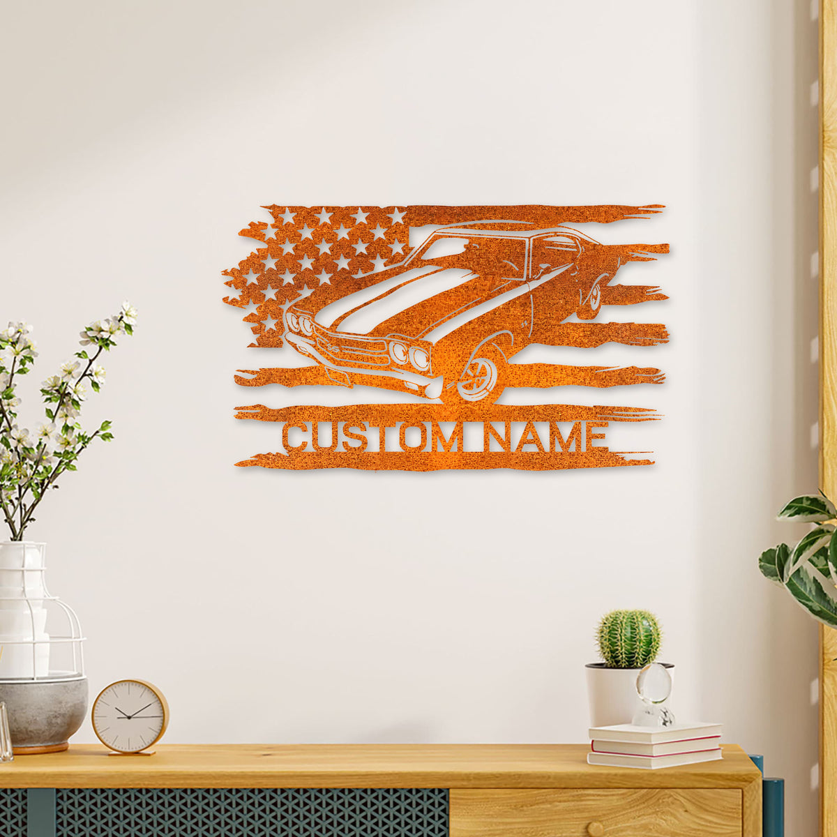 Custom Us Garage Metal Wall Art Led Light Garage Sign Personalized Classic Muscle Car Metal Sign Home Decor Mechanic Repair Decor Birthday