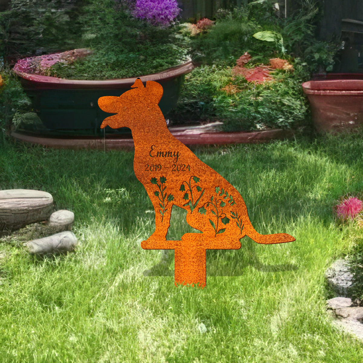 Custom Dog Memorial Stake Dog Name Sign, Russell Terrier Loss, Sympathy Gift, Rusty Metal Stake, Pet Grave Markers, Russell Terrier Lover