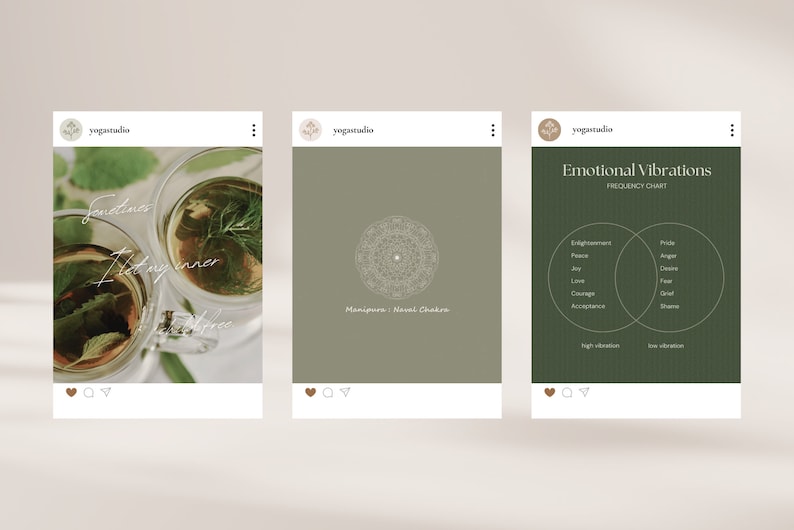 Yoga Social Media Templates, Canva Templates, Instagram Posts, Editable in Canva, Holistic Health, Yoga Studios, Wellness, Meditation