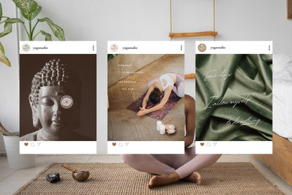 Yoga Social Media Templates, Canva Templates, Instagram Posts, Editable in Canva, Holistic Health, Yoga Studios, Wellness, Meditation