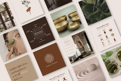 Yoga Social Media Templates, Canva Templates, Instagram Posts, Editable in Canva, Holistic Health, Yoga Studios, Wellness, Meditation