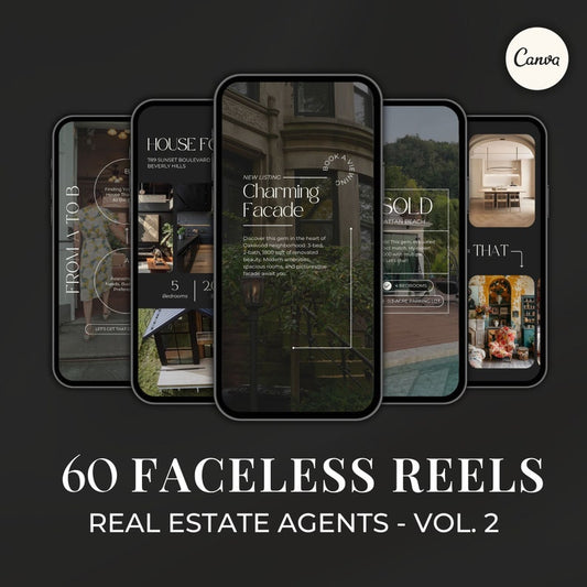 Plantilla de Canva para reels de bienes raíces, marketing inmobiliario, videos de reels de Instagram, reels sin rostro, publicaciones en redes sociales, marketing digital SI01