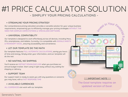 Calculadora de precios y ganancias para pequeñas empresas con 5 estrategias de precios y hasta 2 impuestos | Guía de precios | Plantilla de hoja de cálculo de lista de precios