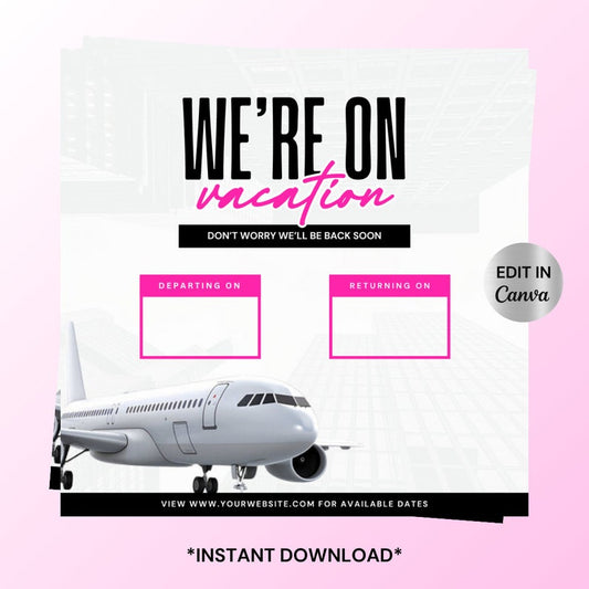 We're on Vacation Flyer, Hair flyer, Nail flyer, Lash flyer, DIY canva business flyer, editable template