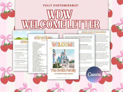 Paquete de bienvenida para clientes de agencias de viajes de WDW, paquete de redes sociales, plantilla de Canva para viajes