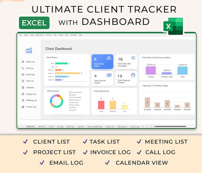 Seguimiento de clientes de Excel | Panel de CRM, plantilla para pequeñas empresas, seguimiento de negocios de Excel, hoja de cálculo de negocios de Business Planner, seguimiento de clientes potenciales