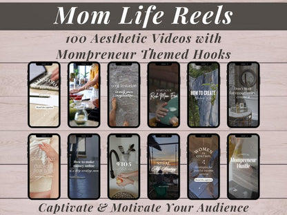 100 Motherhood Reels w/ Hooks Done For You Master Resell Rights MRR PLR Digital Product Faceless Mom Reels Bundle DFY Instagram Content