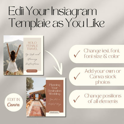 Travel Instagram Bundle Templates, Travel Agent Social Media, Instagram Canva Template, Travel Blogger Content, Travel Agency Marketing Post