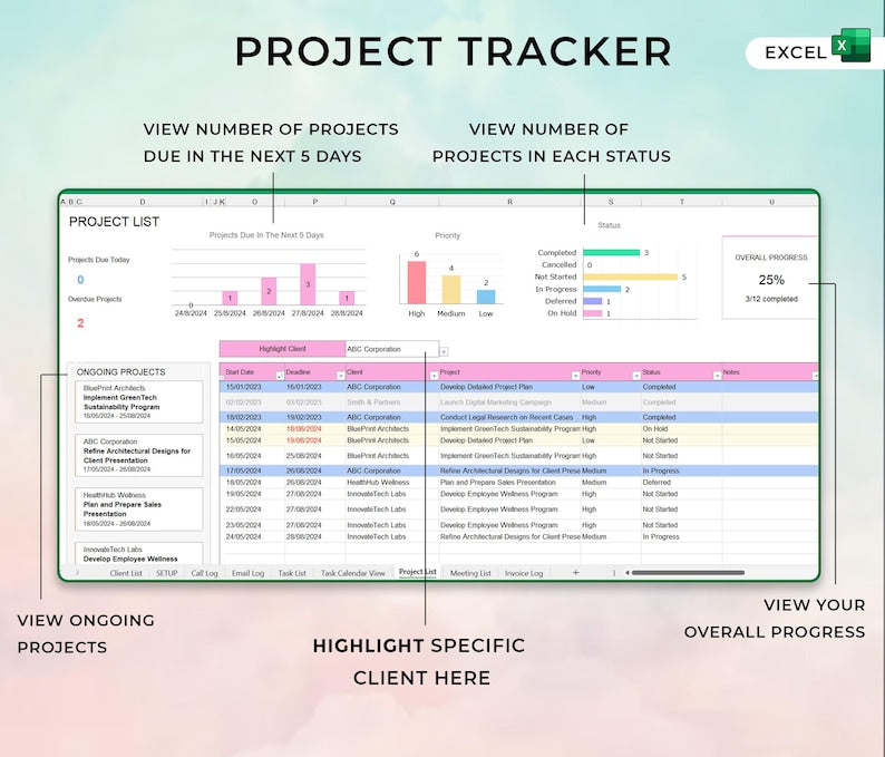 Seguimiento de clientes de Excel | Panel de CRM, plantilla para pequeñas empresas, seguimiento de negocios de Excel, hoja de cálculo de negocios de Business Planner, seguimiento de clientes potenciales