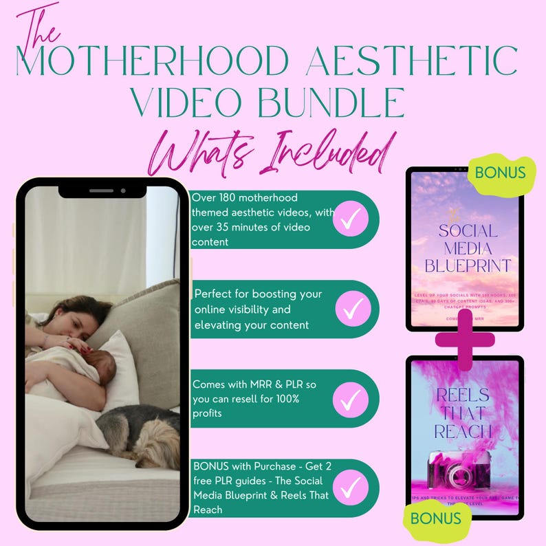 Faceless Motherhood & Pregnancy Aesthetic B-Roll Videos for Instagram Reels Stories TikTok | Private Label and Master Resell Rights PLR MRR