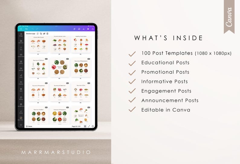 100 Nutrition Coach Instagram Post Templates | Wellness Templates | Instagram Engagement | Nutritionist Social Media Posts | Canva Templates