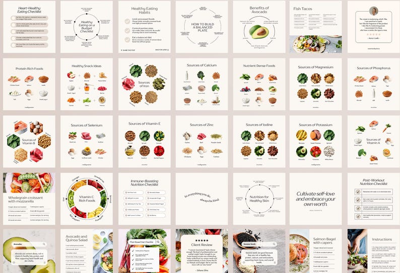 100 Nutrition Coach Instagram Post Templates | Wellness Templates | Instagram Engagement | Nutritionist Social Media Posts | Canva Templates