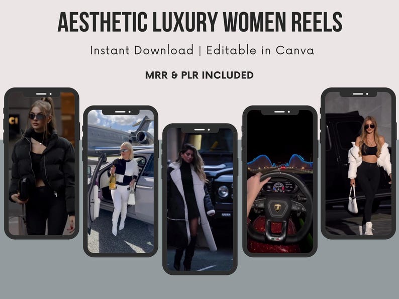 1150+ Luxury Women Faceless Reels with Master Resell and Private Label Rights, MRR PLR Digital Marketing Videos, dfy Luxury IG Content Bank