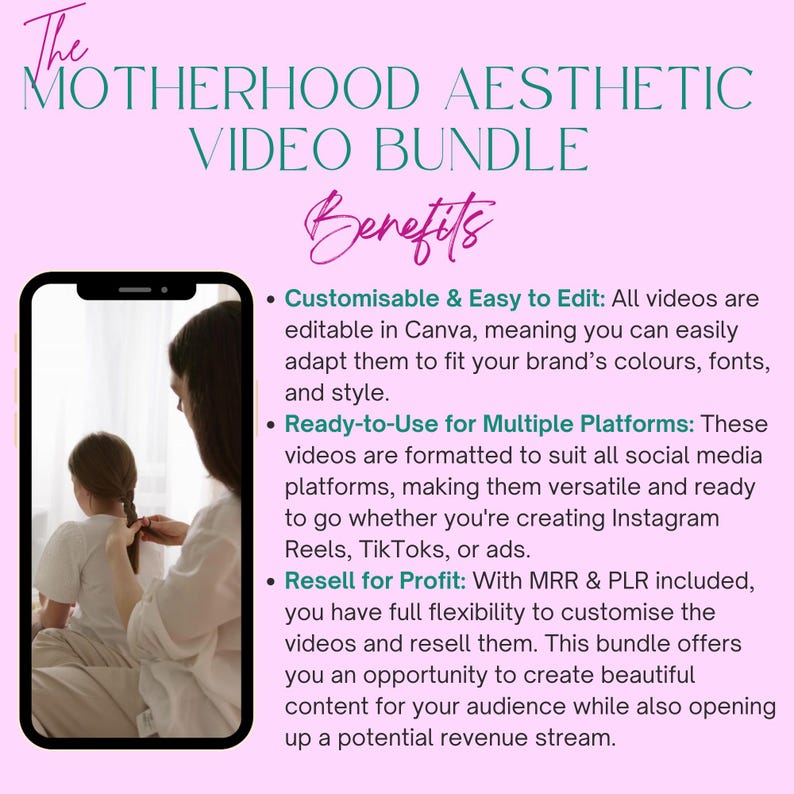 Faceless Motherhood & Pregnancy Aesthetic B-Roll Videos for Instagram Reels Stories TikTok | Private Label and Master Resell Rights PLR MRR