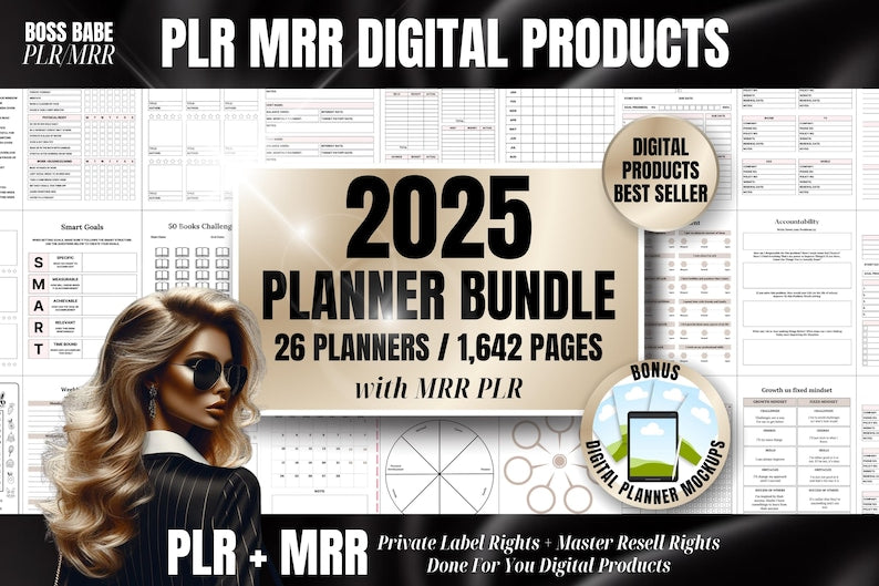 Ensemble de modèles de planificateur numérique MRR PLR 2025 Droits de revente principaux Produits numériques Meilleurs vendeurs Produits numériques PLR Meilleurs vendeurs numériques