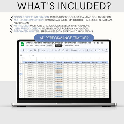 Plantilla de hoja de cálculo de Google Sheet para paquete de redes sociales Calendario de contenido mensual y semanal Planificador de marketing Seguimiento de campañas publicitarias y participación